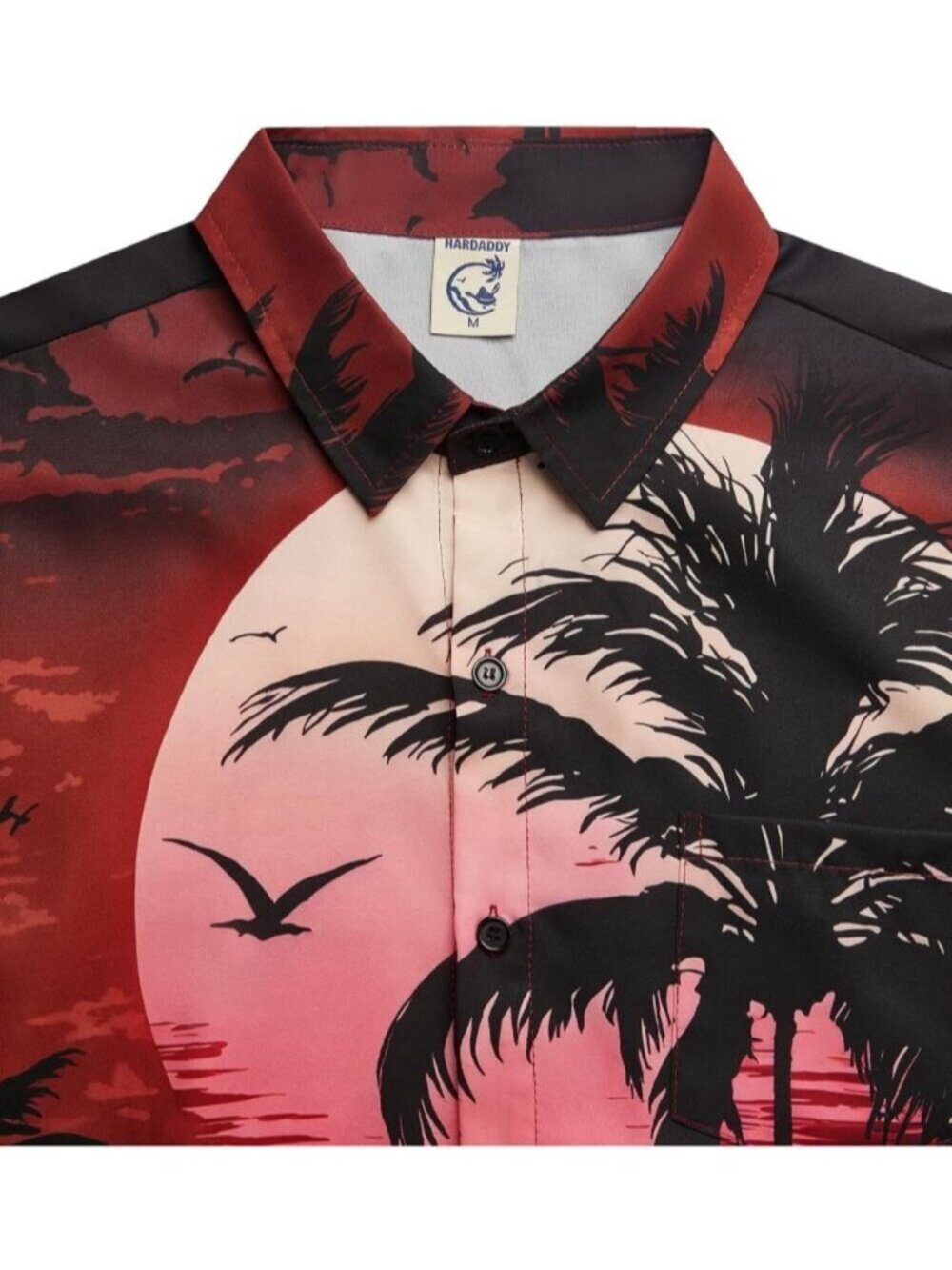 〽️Men's Coconut Tree Wine Red Short Sleeve Coconut Printed Button Down Shirt